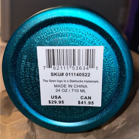 STARBUCKS TWILIGHT MERMAID PURPLE/TEAL SPRING 24oz TUMBLER COLD CUP NWT - Picture 6 of 6